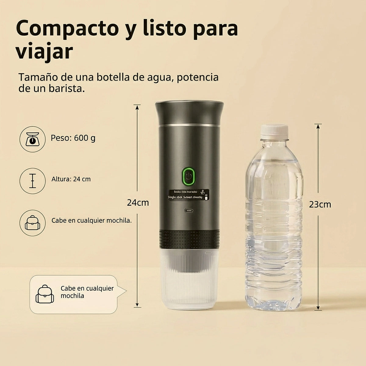 Cafetera portátil 3 en 1: café recién hecho donde estés, sin cables